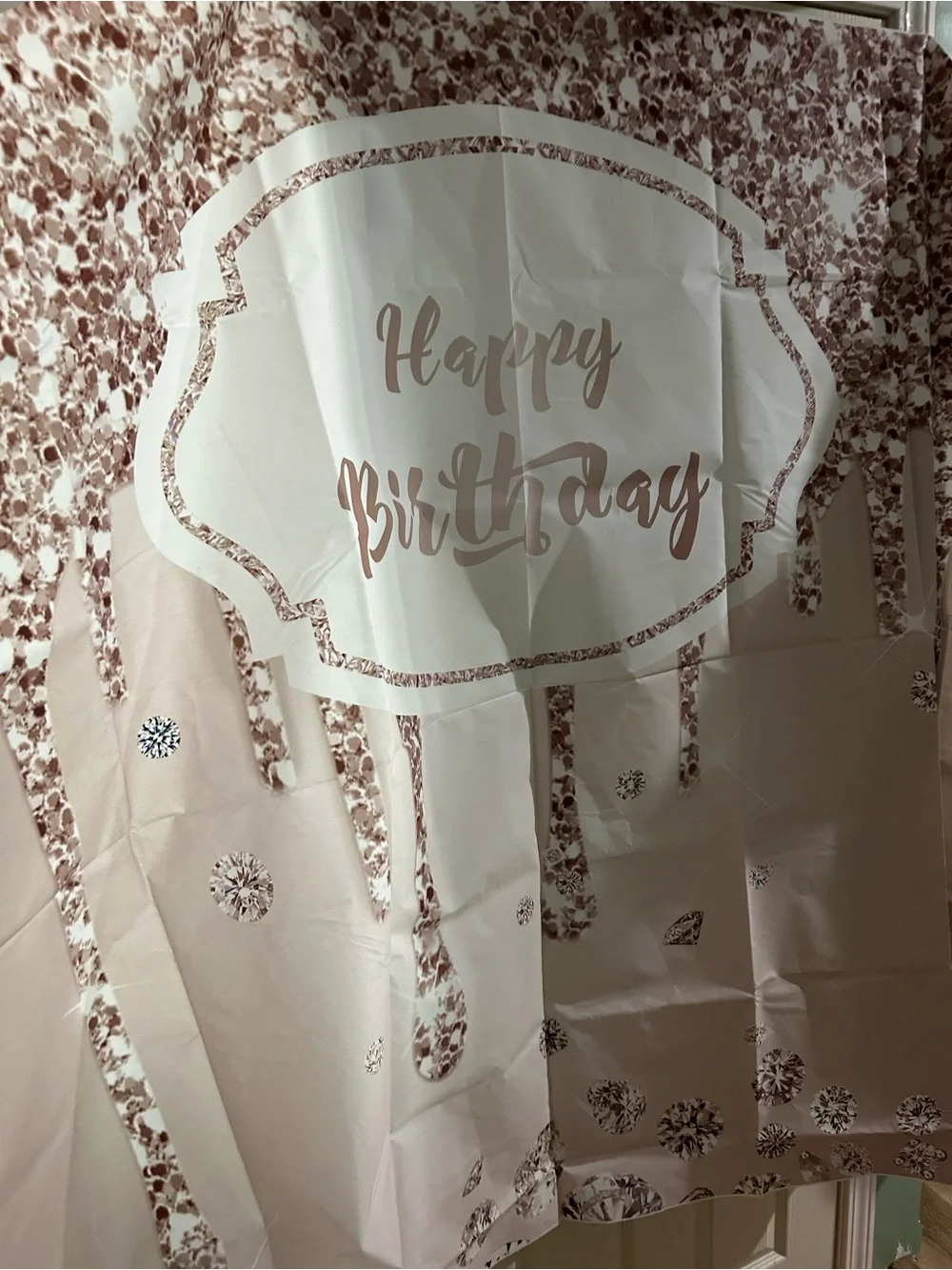 Happy Birthday Rose Gold Backdrop Party Banner - Home Party Supplies